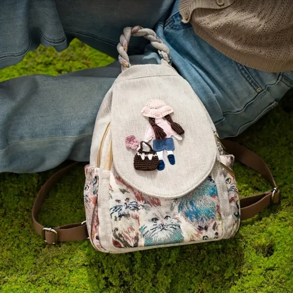 Handmade Girl Print Backpack – Fabric Design by Vilavase