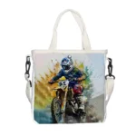 Stylish Motorcyclist Print Foldable Tote Bag - Vilavase
