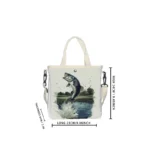 Go Fishing Print Foldable Tote Bag - Vilavase