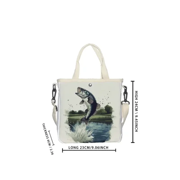 Go Fishing Print Foldable Tote Bag - Vilavase