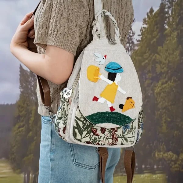 Girl in Yellow Shirt Print Backpack – Fabric Design by Vilavase