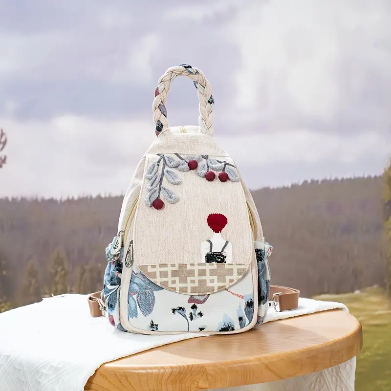 Rustic Berry Patchwork Print Backpack – Fabric Design by Vilavase