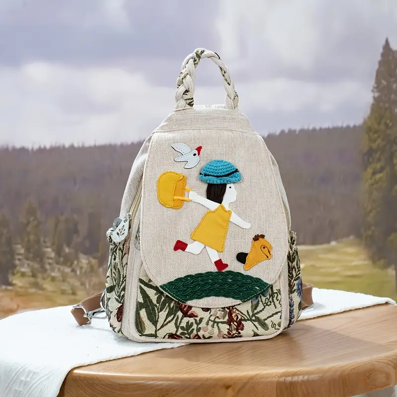 Girl in Yellow Shirt Print Backpack – Fabric Design by Vilavase