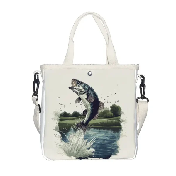 Go Fishing Print Foldable Tote Bag - Vilavase