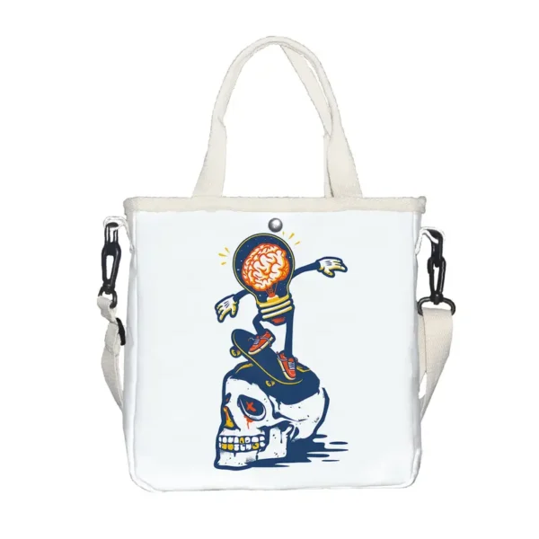 Cartoon Skateboard Print Foldable Tote Bag - Vilavase