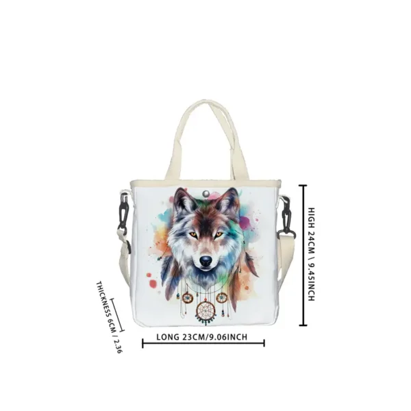 Colorful Wolf Print Foldable Tote Bag - Vilavase