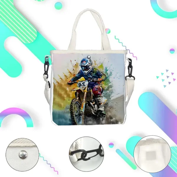Stylish Motorcyclist Print Foldable Tote Bag - Vilavase
