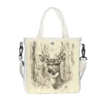 Chic Deer Illustration Print Foldable Tote Bag - Vilavase